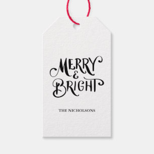 Merry & Bright Handgeschriebenes Skript Geschenkanhänger