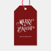 Merry & Bright Handgeschriebenes Skript rot Geschenkanhänger (Rückseite)