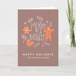 Merry & Bright   Happy Holidays Karte