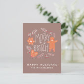Merry & Bright | Happy Holidays Postkarte (Stehend Vorderseite)
