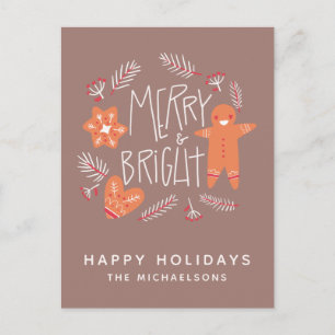 Merry & Bright   Happy Holidays Postkarte