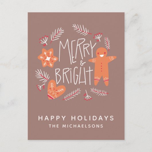 Merry & Bright | Happy Holidays Postkarte (Vorderseite)