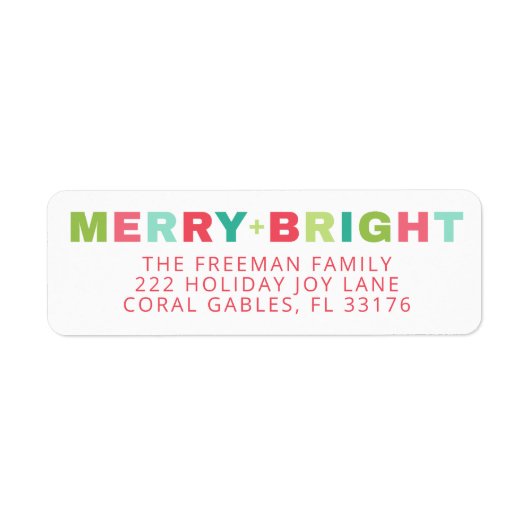 Merry + Bright Holiday Address Label (Vorne)