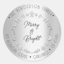 Merry Bright Holiday Address Wreath Silver Gray