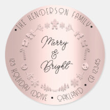 Merry Bright Holiday Adresse Wreath Deer Pink Rose