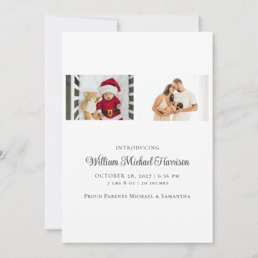 Merry & Bright Holiday Birth Announcement Card Einladung (Rückseite)