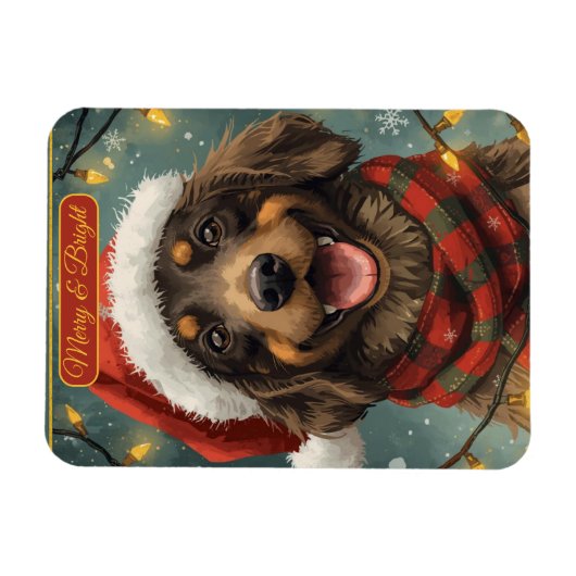 Merry Bright Holiday Dog Postcard Magnet (Horizontal)
