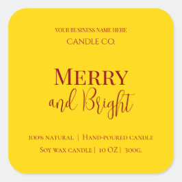Merry & Bright Holiday | Editable Christmas Candle Quadratischer Aufkleber