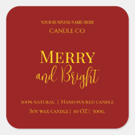 Merry & Bright Holiday | Editable Christmas Candle Quadratischer Aufkleber