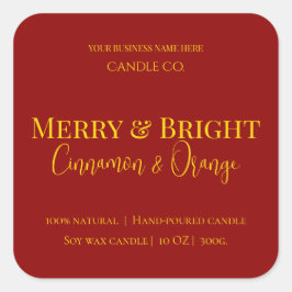 Merry & Bright Holiday | Editable Christmas Candle Quadratischer Aufkleber