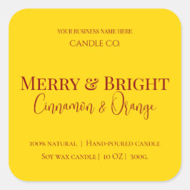 Merry & Bright Holiday | Editable Christmas Candle Quadratischer Aufkleber