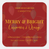 Merry & Bright Holiday | Editable Christmas Candle Quadratischer Aufkleber (Vorderseite)