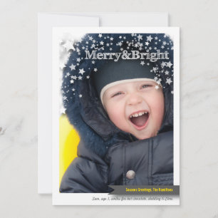 Merry & Bright Holiday Foto Card for Christmas Feiertagskarte