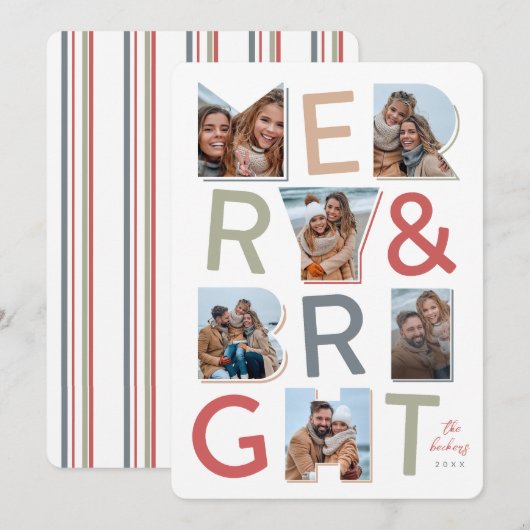 Merry & Bright Holiday Foto Collage (Vorne/Hinten)