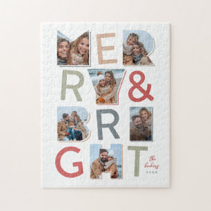 Merry & Bright Holiday Foto Collage Puzzle