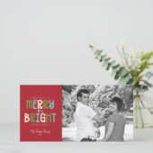 Merry & Bright Holiday Foto Gruß Feiertagskarte (Stehend Vorderseite)
