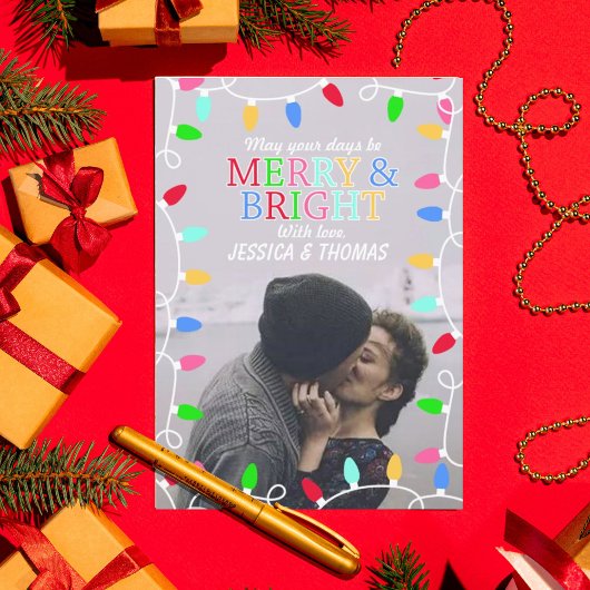 Merry & Bright Holiday Foto Weihnachtskarte Feiertagskarte