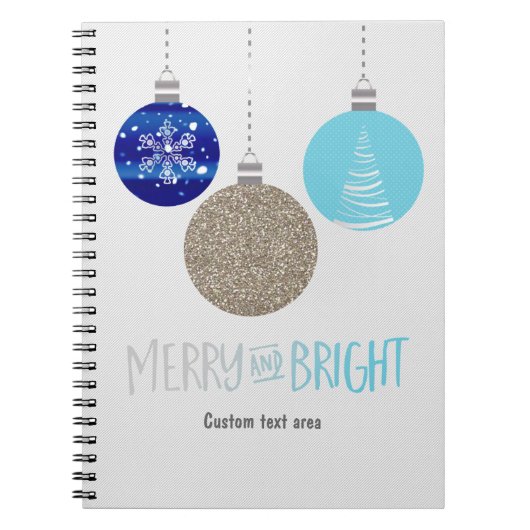 Merry & Bright Holiday Ornaments Journal-Notebook Notizblock (Vorderseite)