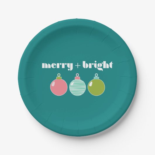 Merry + Bright Holiday Paper Plate Pappteller (Vorderseite)