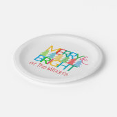 Merry & Bright Holiday Paper Plate Pappteller (Schrägansicht)
