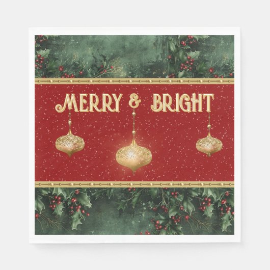 Merry & Bright Holiday Serviette (Vorderseite)