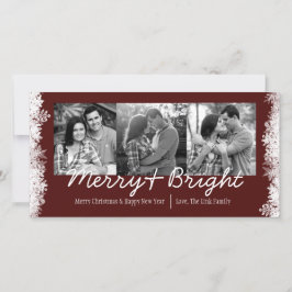 Merry & Bright Holiday Snowflake Foto Card Feiertagskarte