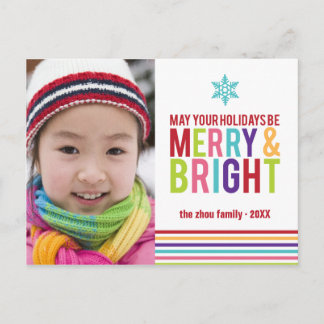 Merry & Bright Holiday Streifen Weihnachten Postka