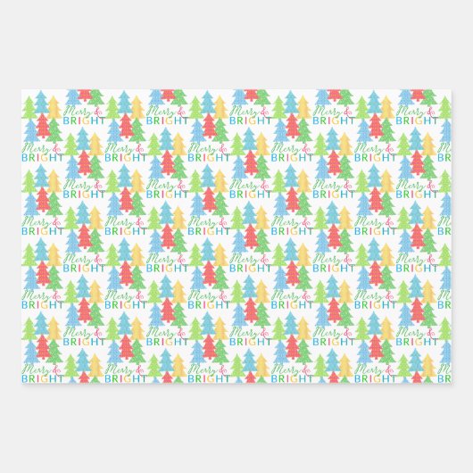 Merry & Bright Holiday Wrapping Paper Geschenkpapier Set (Vorderseite)