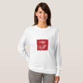Merry & Bright | Individuelle Name hinten | Rot Ka T-Shirt (Vorne ganz)