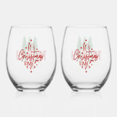 Merry & Bright It's Christmas Time Weinglas Ohne Stiel (Rückseite)