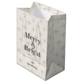 Merry & Bright Ivory Medium Mittlere Geschenktüte (Vorderseite Schrägansicht)