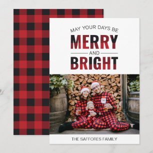 Merry & Bright Kariert Holiday Weihnachts-Weihnach Feiertagskarte
