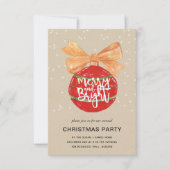 Merry & Bright l Festive Red Mistletoe Holiday Einladung (Vorderseite)