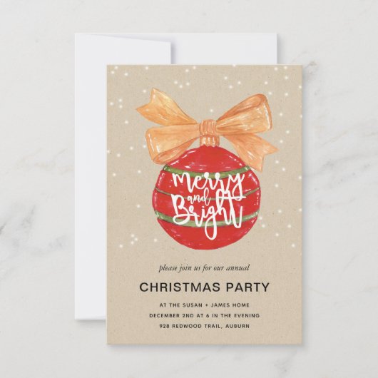 Merry & Bright l Festive Red Mistletoe Holiday Einladung (Vorderseite)