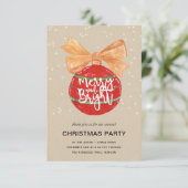 Merry & Bright l Festive Red Mistletoe Holiday Einladung (Stehend Vorderseite)