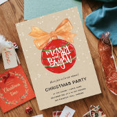 Merry & Bright l Festive Red Mistletoe Holiday Einladung