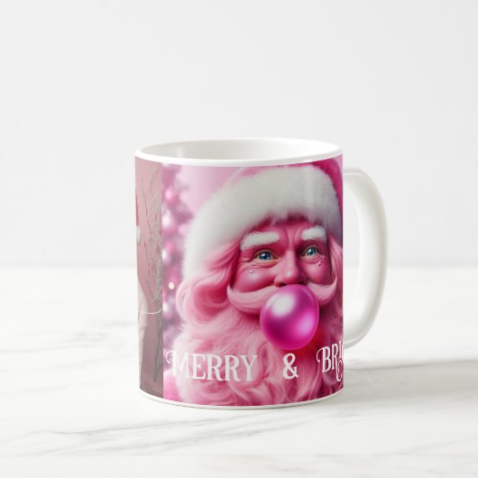 Merry & Bright Lesbian Retro Rosa | Benutzerdefini Kaffeetasse (VorderseiteRechts)