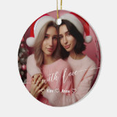 Merry & Bright Lesbian Retro Rosa | Benutzerdefini Keramik Ornament (Links)