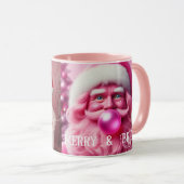 Merry & Bright Lesbian Retro Rosa | Benutzerdefini Tasse (VorderseiteRechts)