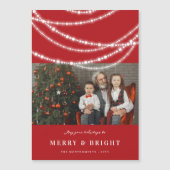 Merry & Bright Light Glitzern Foto Magnetkarte (Vorderseite)