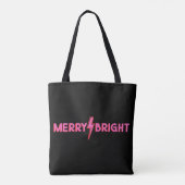 Merry & Bright Lightning Bolt Pink Christmas Tasche (Rückseite)