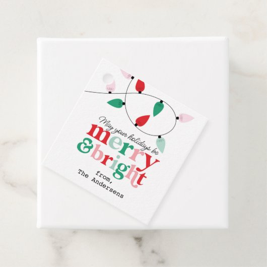 Merry Bright Lights Aufkleber Geschenkanhänger (Beispiel)