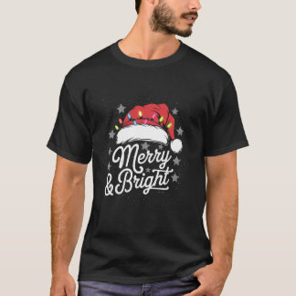 Merry Bright Lights Red Weihnachtsmannmütze Xmas F T-Shirt