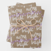 Merry & Bright Lila Weihnachtsbaum Lights Kraft Geschenkpapier Set (Beispiel)