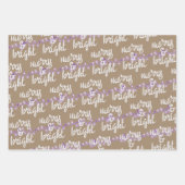 Merry & Bright Lila Weihnachtsbaum Lights Kraft Geschenkpapier Set (Vorderseite)