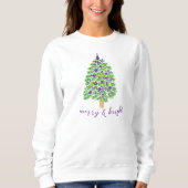 Merry & Bright Lila Weihnachtsbaum Sweatshirt (Vorderseite)