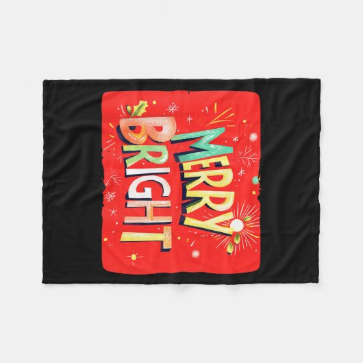 Merry Bright Magic For Holiday Cheer Fleecedecke (Vorderseite (Horizontal))