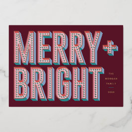 Merry + Bright Marquee Foil Holiday Card - Rot Folien Feiertagskarte