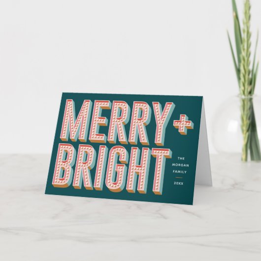 Merry + Bright Marquee Grußkarte - Aquamarin Einladung (Vorderseite)