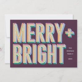 Merry + Bright Marquee Holiday Card - Lila Feiertagskarte